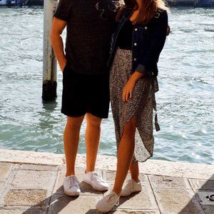 AE High-Waisted Leopard Wrap Midi Skirt